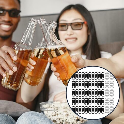 50 Pack Stainless Steel Flat Bottle Opener with Keychain 3.5 inch Flat Beer Bottle Opener Keychain Black Mini Metal Bottle Opener for Bartender Kitchen Bar Restaurant (50 Pcs) in Kuwait