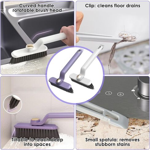 Multi-Function Rotating Crevice Cleaning Brush, 17 PCS Hard Bristle Crevice Cleaning Brushs for Husehold Use and Bathroom Cleaning, 360 Degree Rotating Kitchen Scrub Brush Cleaning Tools, Toilet Brush in Kuwait