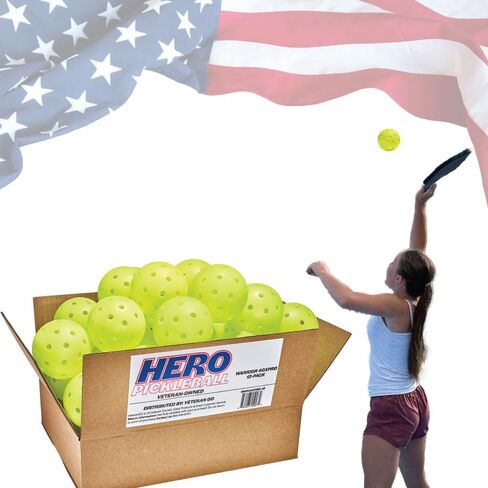 Hero Pickleball Warrior 40XPRO مملوكة للمحاربين القدامى - كرات بيكل بول المتينة. يلبي متطلبات Pickleballs في الولايات المتحدة الأمريكية. تعمل مع جميع مجاديف كرة البيسبول. الطيران والدوران المتسقان - 40 ثقبًا مثقوبًا آليًا in Saudi Arabia