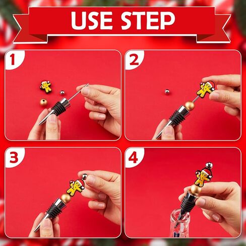 Tandefio 24 Sets Christmas Beadable Wine Bottle Stoppers, Xmas Beadable Items Bulk and Reusable Wine Bottle Corkers for Christmas Holiday Wedding Party Decor, wine Accessories for Gift in Saudi Arabia