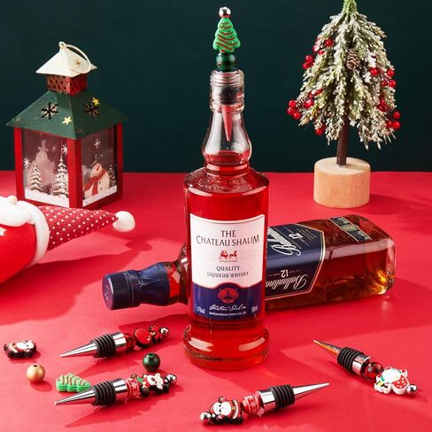 Tandefio 24 Sets Christmas Beadable Wine Bottle Stoppers, Xmas Beadable Items Bulk and Reusable Wine Bottle Corkers for Christmas Holiday Wedding Party Decor, wine Accessories for Gift in Saudi Arabia