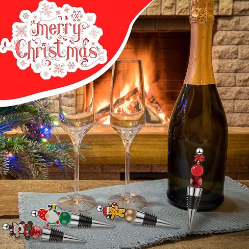 Tandefio 24 Sets Christmas Beadable Wine Bottle Stoppers, Xmas Beadable Items Bulk and Reusable Wine Bottle Corkers for Christmas Holiday Wedding Party Decor, wine Accessories for Gift in Saudi Arabia