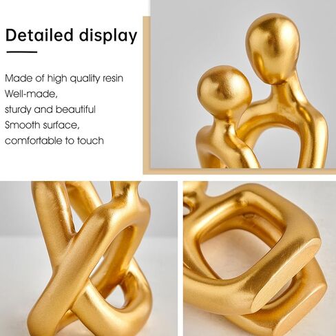 Octdays Gold Couple Statue Decoration: Abstract Lover Sculpture Set of 3 for Modern Home Decor Couple Hugging Figurines for Living Room Bedroom Nightstand Gifts for Anniversary Valentine in Saudi Arabia