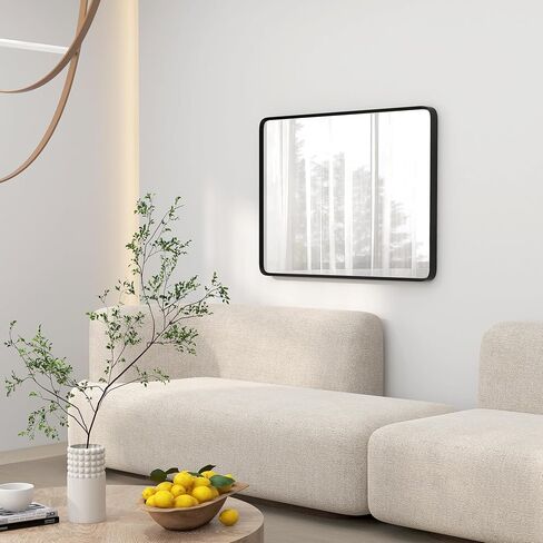 HOMCOM 36 x 24 Inch Wall Mirror, Aluminum Frame Rectangular Wall Mirrors Decorative Mirror, 5-Layer Float Technology Mirror for Home Decor, Bathroom, Corner Hangs (Horizontal/Vertical) in Saudi Arabia