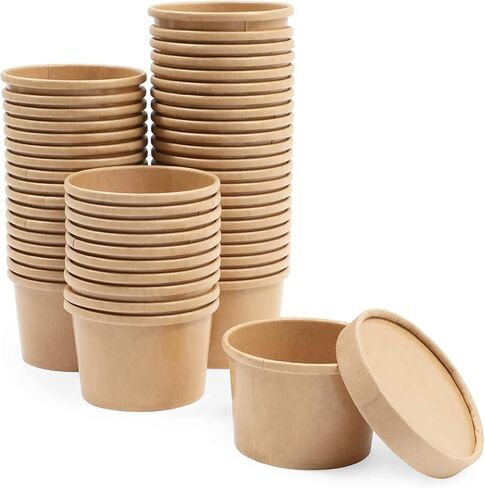 Juvale 8 oz To Go Soup Containers with Lids, Disposable Paper Bowls (50 Pack) in Saudi Arabia