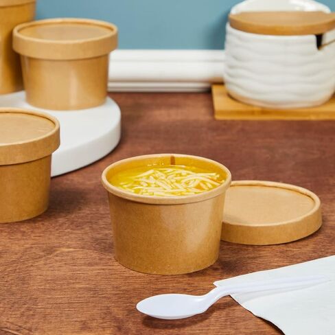 Juvale 8 oz To Go Soup Containers with Lids, Disposable Paper Bowls (50 Pack) in Saudi Arabia