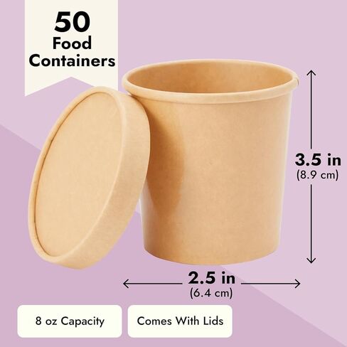 Juvale 8 oz To Go Soup Containers with Lids, Disposable Paper Bowls (50 Pack) in Saudi Arabia