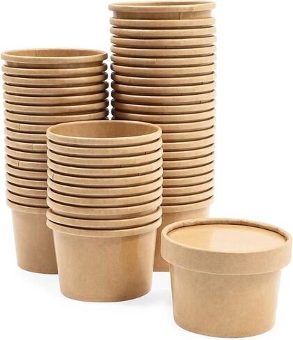 Juvale 8 oz To Go Soup Containers with Lids, Disposable Paper Bowls (50 Pack) in Saudi Arabia