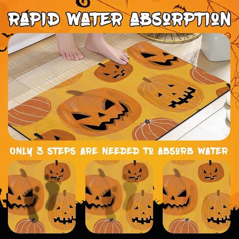 Halloween Bath Mat, Super Absorbent Bathroom Floor Mat, Water Absorption and Quick Drying, Bath Mats for Bathroom Non Slip, Halloween Bathroom Decor (Terror, 17.7 * 29.5 in) in Kuwait