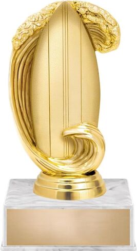 كأس ركوب الأمواج من Crown Awards، لوح ركوب الأمواج مقاس 6 بوصات مع كأس الأمواج على قاعدة الكأس الفاخرة البيضاء in Saudi Arabia