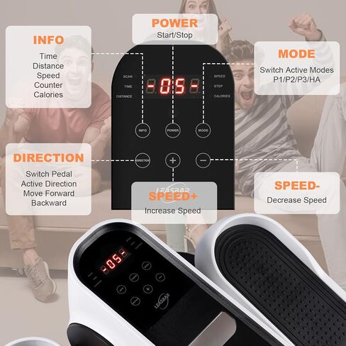 Under Desk Elliptical Machine, Electric Ellipse Leg Exerciser for Seniors, Elliptical Exercise Machine Home Use Seated Pedal Exerciser with Remote Control & Non-Slip Pedals in Saudi Arabia