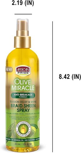 AFRICAN PRIDE Olive Miracle Braid Sheen Spray 12 Oz (438125) in Saudi Arabia