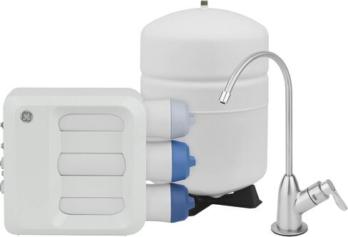 GE 3 Stage Reverse Osmosis Under Sink Water Filtration System with Faucet & Filters | Reduces 95+ Impurities including Lead, Chlorine, Arsenic | Filters FQ18PN, FQ18MN |GXRQ18NBN in Saudi Arabia