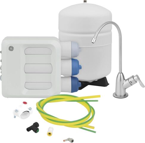 GE 3 Stage Reverse Osmosis Under Sink Water Filtration System with Faucet & Filters | Reduces 95+ Impurities including Lead, Chlorine, Arsenic | Filters FQ18PN, FQ18MN |GXRQ18NBN in Saudi Arabia