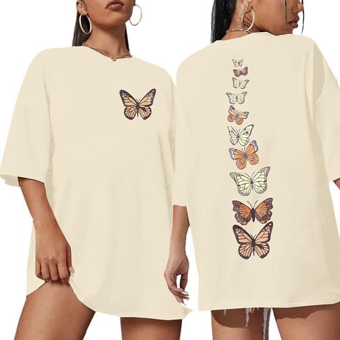 Women Oversized Shirt Butterfly Graphic Tees Oversized Summer Tshirt Casual Butterflies Short Sleeve Tops in Saudi Arabia