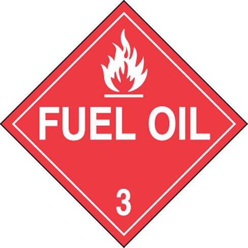 Accuform Signs MPL303VS1 Adhesive Vinyl Hazard Class 3 DOT Placard, Legend "Fuel Oil 3" with Graphic, 10-3/4" Width x 10-3/4" Length, White on Red in Saudi Arabia
