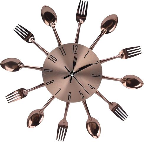 Yosoo Kitchen Cutlery Wall, Kitchen Wall Clock Multipurpose Cutlery Kitchen Utensil Clock for Kitchen Restaurant Home Decor in Saudi Arabia