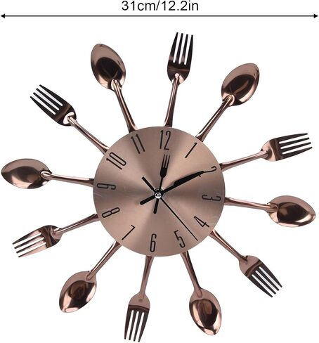 Yosoo Kitchen Cutlery Wall, Kitchen Wall Clock Multipurpose Cutlery Kitchen Utensil Clock for Kitchen Restaurant Home Decor in Saudi Arabia