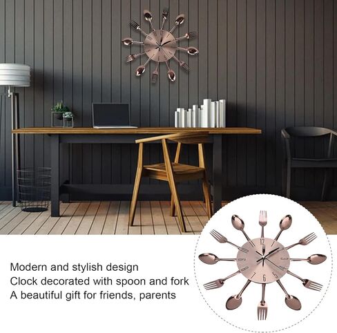 Yosoo Kitchen Cutlery Wall, Kitchen Wall Clock Multipurpose Cutlery Kitchen Utensil Clock for Kitchen Restaurant Home Decor in Saudi Arabia