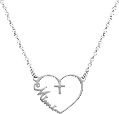 Mama Necklace Heart Cross Pendant Necklace Stainless Steel Jewelry For Mother Christian Mother's Day Gift in Saudi Arabia
