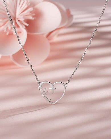 Mama Necklace Heart Cross Pendant Necklace Stainless Steel Jewelry For Mother Christian Mother's Day Gift in Saudi Arabia