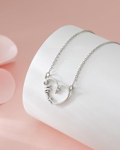 Mama Necklace Heart Cross Pendant Necklace Stainless Steel Jewelry For Mother Christian Mother's Day Gift in Saudi Arabia