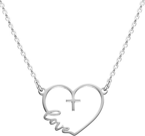 Mama Necklace Heart Cross Pendant Necklace Stainless Steel Jewelry For Mother Christian Mother's Day Gift in Saudi Arabia