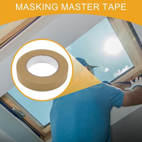 1 Pc 1 Inches x 60.1 Yards Universal Painters Tape - DIY Car Auto Paint for Masking Tape No Residue - Crepe Paper Brown in Saudi Arabia