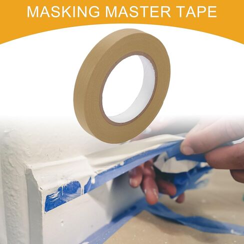 1 Pc 1 Inches x 60.1 Yards Universal Painters Tape - DIY Car Auto Paint for Masking Tape No Residue - Crepe Paper Brown in Saudi Arabia