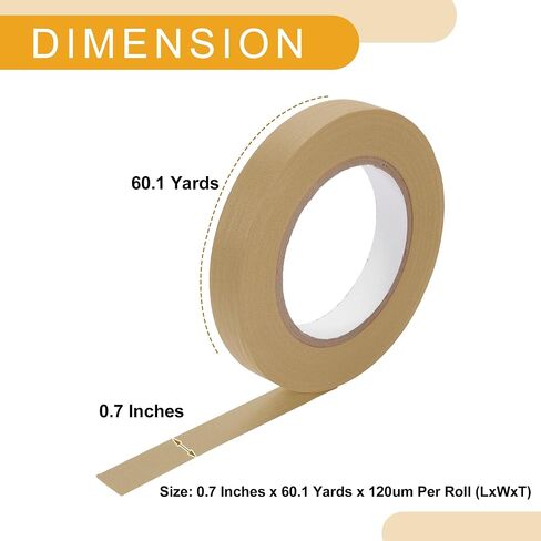 1 Pc 1 Inches x 60.1 Yards Universal Painters Tape - DIY Car Auto Paint for Masking Tape No Residue - Crepe Paper Brown in Saudi Arabia