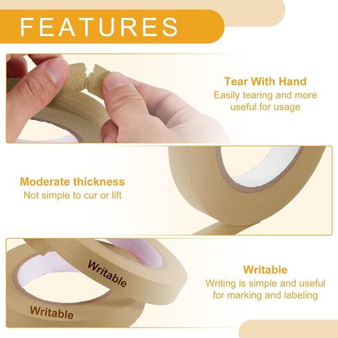 1 Pc 1 Inches x 60.1 Yards Universal Painters Tape - DIY Car Auto Paint for Masking Tape No Residue - Crepe Paper Brown in Saudi Arabia