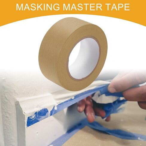 1 Pc 1 Inches x 60.1 Yards Universal Painters Tape - DIY Car Auto Paint for Masking Tape No Residue - Crepe Paper Brown in Saudi Arabia