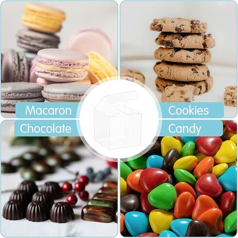HAPPY POTATO 25 Pack PET Clear Macaron Boxes for 4/5, Clear Party Favors Boxes with Ribbon, 5"x2"x2" Transparent Gifts Boxes, Clear Rectangle Boxes, Plastic Favors Boxes Candy Containers in Saudi Arabia