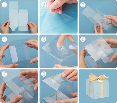 HAPPY POTATO 25 Pack PET Clear Macaron Boxes for 4/5, Clear Party Favors Boxes with Ribbon, 5"x2"x2" Transparent Gifts Boxes, Clear Rectangle Boxes, Plastic Favors Boxes Candy Containers in Saudi Arabia
