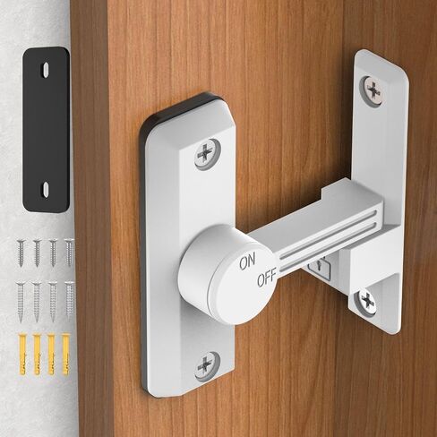 Sliding Barn Door Lock, 90/180 Degree Hardware Heavy Duty Screen Door Latch, Flip Gate Latches for Barn Door, Garden, Cabinet, Bathroom, Outdoor, Fence, Pet Door (White-1pc) in Saudi Arabia