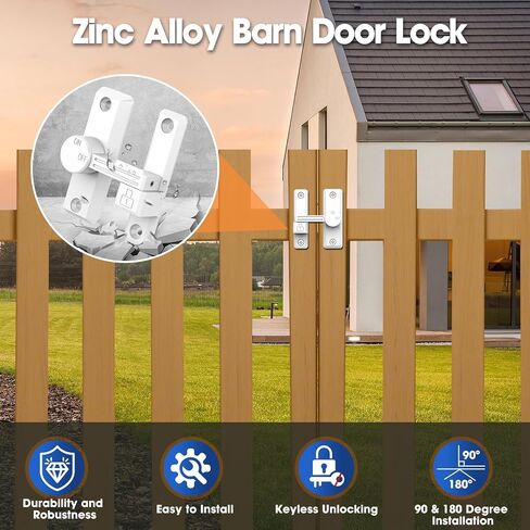 Sliding Barn Door Lock, 90/180 Degree Hardware Heavy Duty Screen Door Latch, Flip Gate Latches for Barn Door, Garden, Cabinet, Bathroom, Outdoor, Fence, Pet Door (White-1pc) in Saudi Arabia