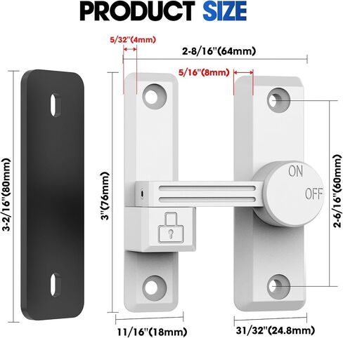 Sliding Barn Door Lock, 90/180 Degree Hardware Heavy Duty Screen Door Latch, Flip Gate Latches for Barn Door, Garden, Cabinet, Bathroom, Outdoor, Fence, Pet Door (White-1pc) in Saudi Arabia
