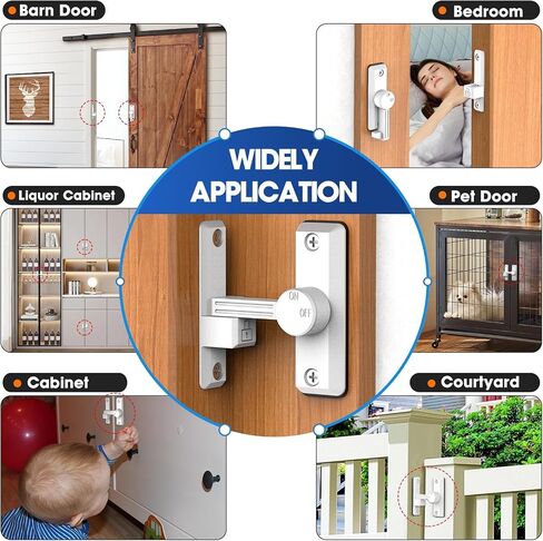 Sliding Barn Door Lock, 90/180 Degree Hardware Heavy Duty Screen Door Latch, Flip Gate Latches for Barn Door, Garden, Cabinet, Bathroom, Outdoor, Fence, Pet Door (White-1pc) in Saudi Arabia