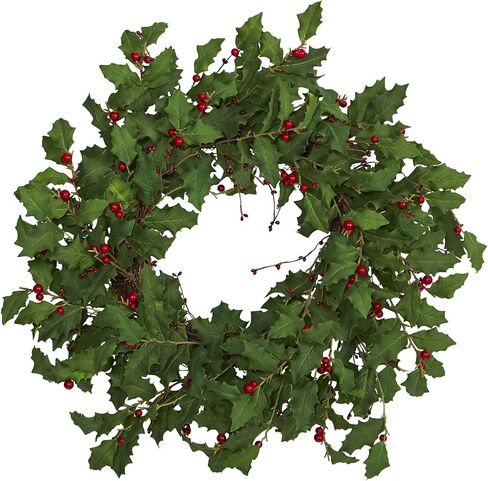 Nearly Natural 28in. Holly Berry Artificial Wreath in Saudi Arabia