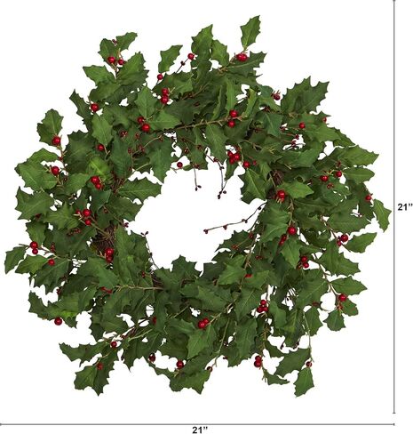 Nearly Natural 28in. Holly Berry Artificial Wreath in Saudi Arabia