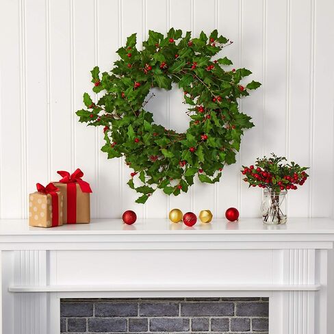 Nearly Natural 28in. Holly Berry Artificial Wreath in Saudi Arabia