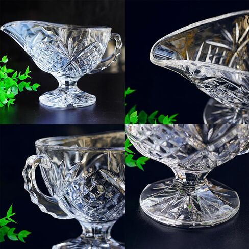 قارب المرق الكريستالي الشفاف مع مقبض لضمادات السلطة وزيت الحليب طبق توابل وصلصة خادم المرق الأنيق لحفلات الزفاف المنزلية in Kuwait