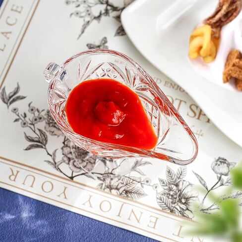 قارب المرق الكريستالي الشفاف مع مقبض لضمادات السلطة وزيت الحليب طبق توابل وصلصة خادم المرق الأنيق لحفلات الزفاف المنزلية in Kuwait