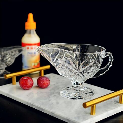 قارب المرق الكريستالي الشفاف مع مقبض لضمادات السلطة وزيت الحليب طبق توابل وصلصة خادم المرق الأنيق لحفلات الزفاف المنزلية in Kuwait