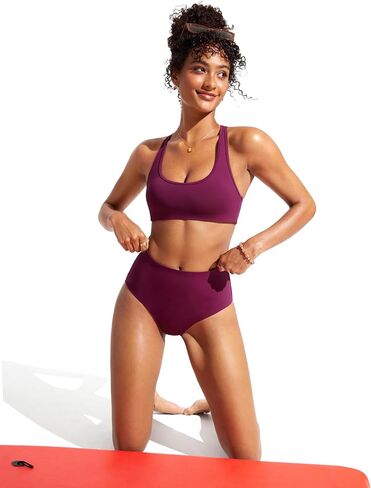 CRZ YOGA Womens Racerback Bikini Tops Scoop Neck Bathing Suit Swimsuit Top Padded Swim Sport Bra in Saudi Arabia