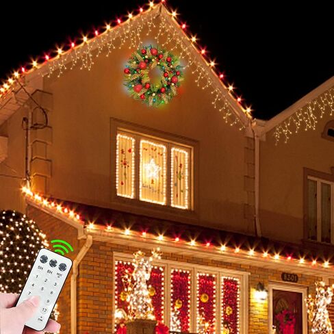 Dual Color Change&Remote Control&12 Mode-26 Inch Large Thick Prelit Christmas Wreath 50 Warm White&Color Lights Timer,Lifelike Tips 33 Ball 16 Pine Needles Cypress Leaves Double Frame Xmas Door Wreath in Saudi Arabia