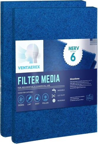 مرشحات هواء قابلة لإعادة الاستخدام 20x30x1 - صنع في الولايات المتحدة الأمريكية - MERV 6 وسائط مرشح ملف مروحة فرن HVAC قابلة للغسل - مقطوعة لتناسب - بديل صناعي لفلتر شعر الخنزير - عبوتان in Saudi Arabia