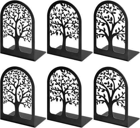 Metal Bookends for Shelves, Book Stopper for Heavy Books, Tree Book Ends for Shelves Decorative, Black Book Ends to Hold Books for Home Office in Saudi Arabia