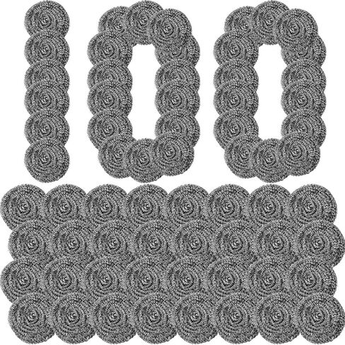 Roshtia 100 Pieces Stainless Steel Scouring Pad Bulk Metal Scrubber for Cleaning Dish 30 Gram Stainless Steel Sponge Round Steel Wool Scrubber Dish Scrubber for Cleaning Kitchen Bathroom Household in Saudi Arabia