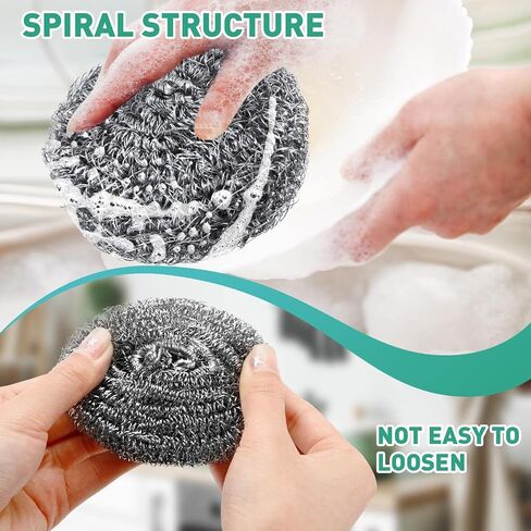 Roshtia 100 Pieces Stainless Steel Scouring Pad Bulk Metal Scrubber for Cleaning Dish 30 Gram Stainless Steel Sponge Round Steel Wool Scrubber Dish Scrubber for Cleaning Kitchen Bathroom Household in Saudi Arabia